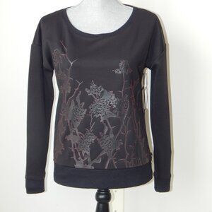 ROCK & REPUBLIC Glam Rocker Studded Long Sleeve Sweatshirt Top Black LARGE NWT